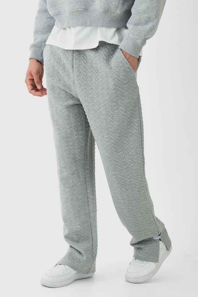 Relaxed Fit Herringbone Split Hem Woven Tab Sweatpants | boohooMAN USA Product Image