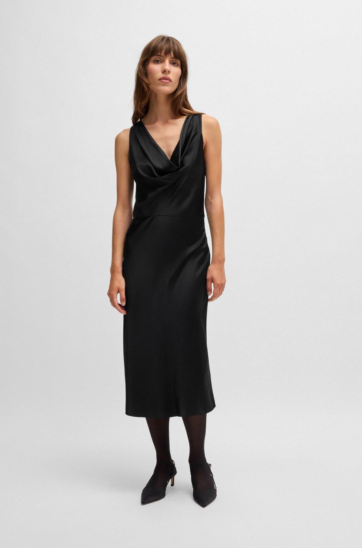 Cowl-neck dress in fluent satin with cowl neckline Product Image