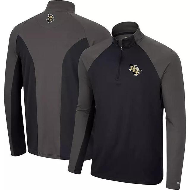 Mens Colosseum Black/Charcoal Iowa Hawkeyes Two Yutes Raglan Quarter-Zip Windshirt Product Image