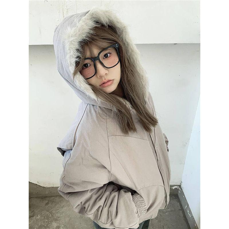 Fleece Lined Hooded Zip-Up Jacket Product Image