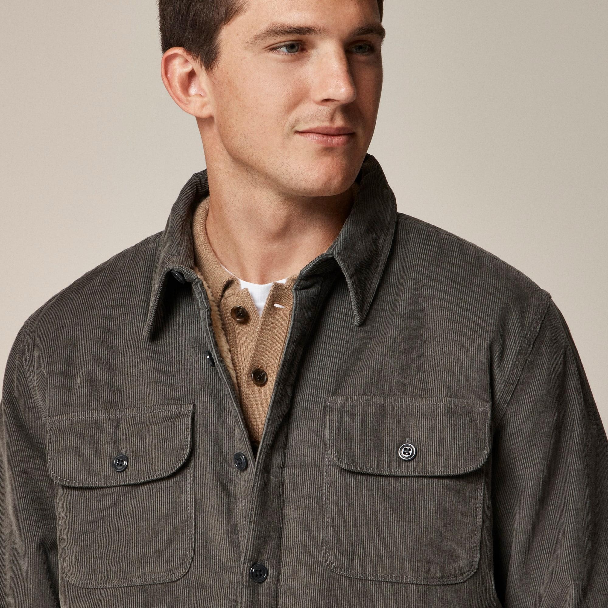 Sherpa-lined corduroy shirt-jacket Product Image