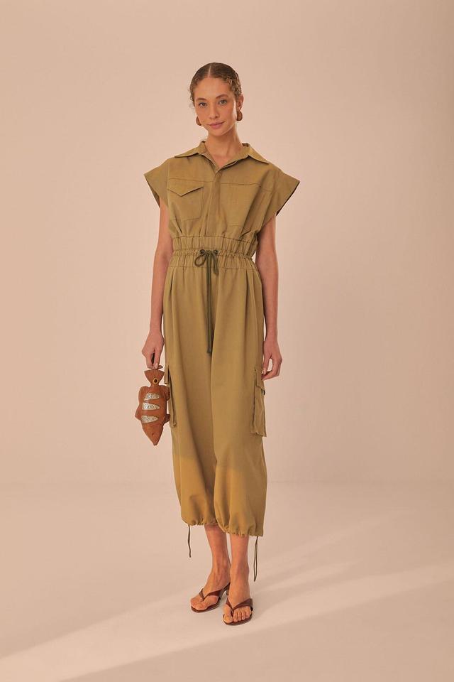 Dark Green Utility Jumpsuit Product Image