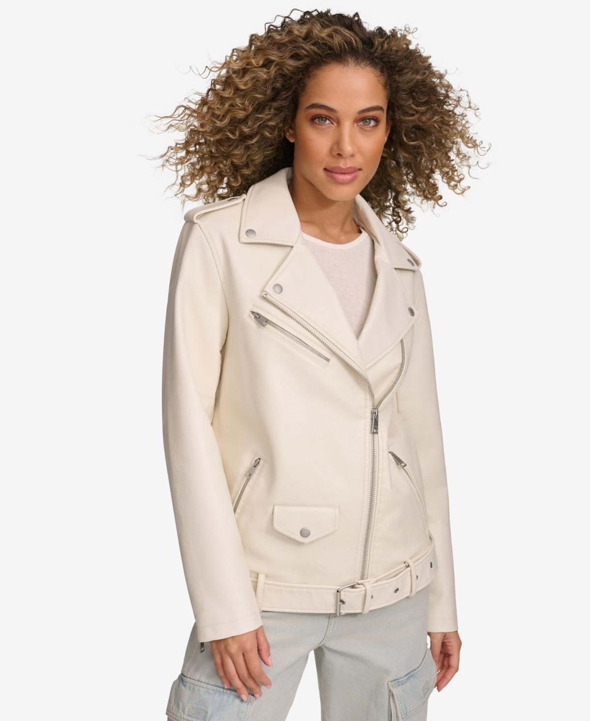 Levi's(r) Long Lined Elevated Belted Moto (Oyster) Women's Jacket Product Image