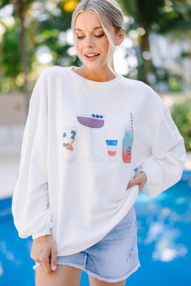 American Spirit White Graphic Corded Sweatshirt Female Product Image