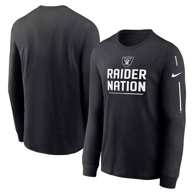 Mens Nike Black Las Vegas Raiders Team Slogan Long Sleeve T-Shirt Product Image