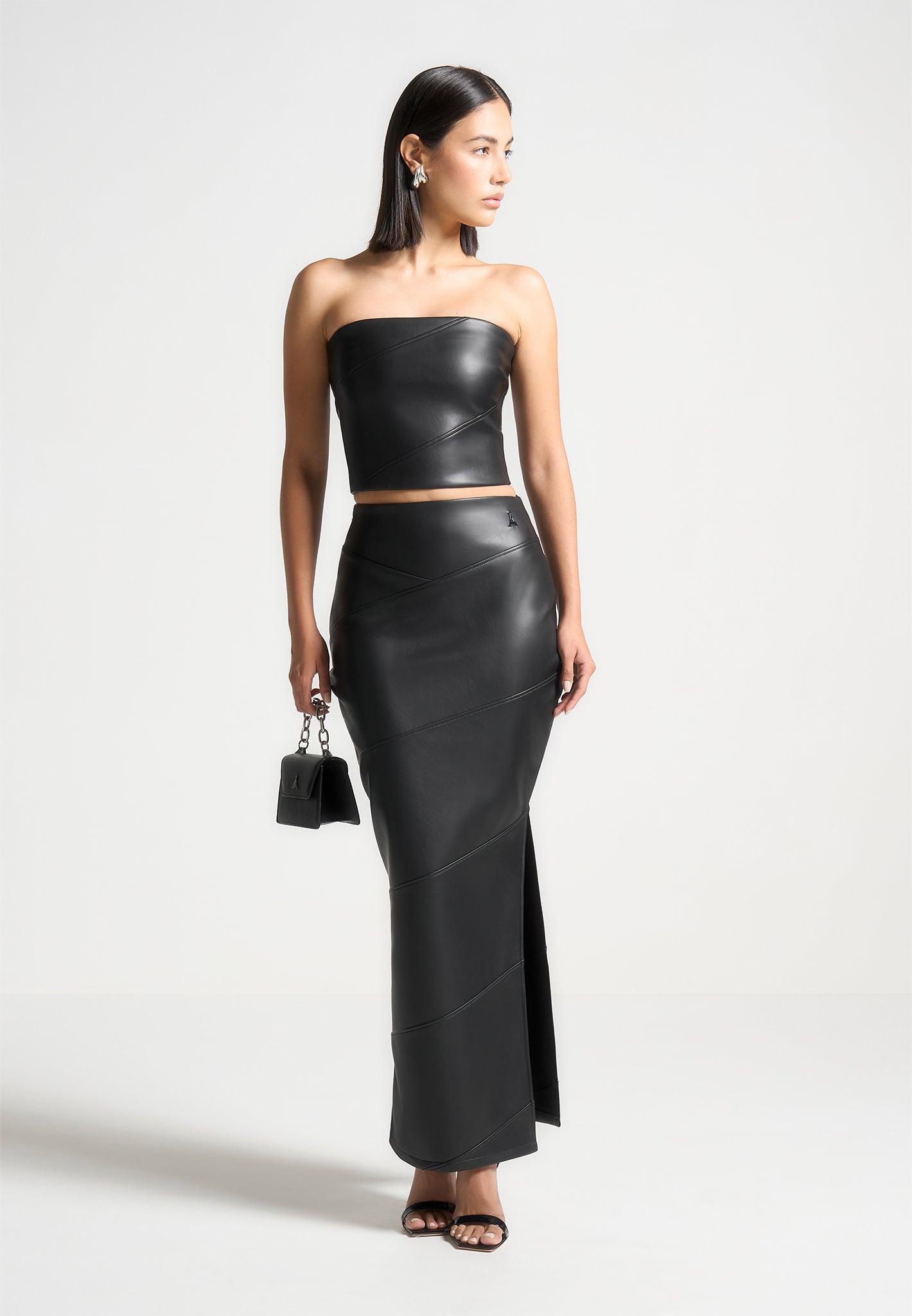 Vegan Leather Midaxi Skirt - Black Female product image