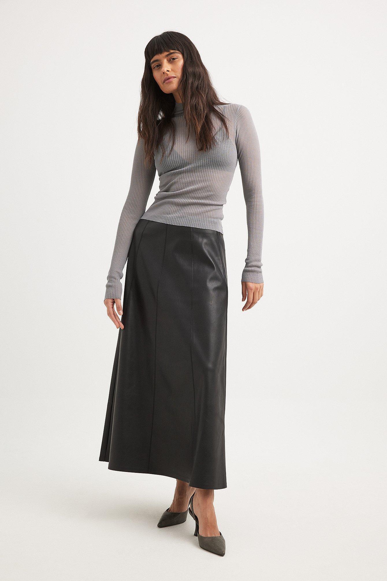 PU Flowy Midi Skirt Product Image