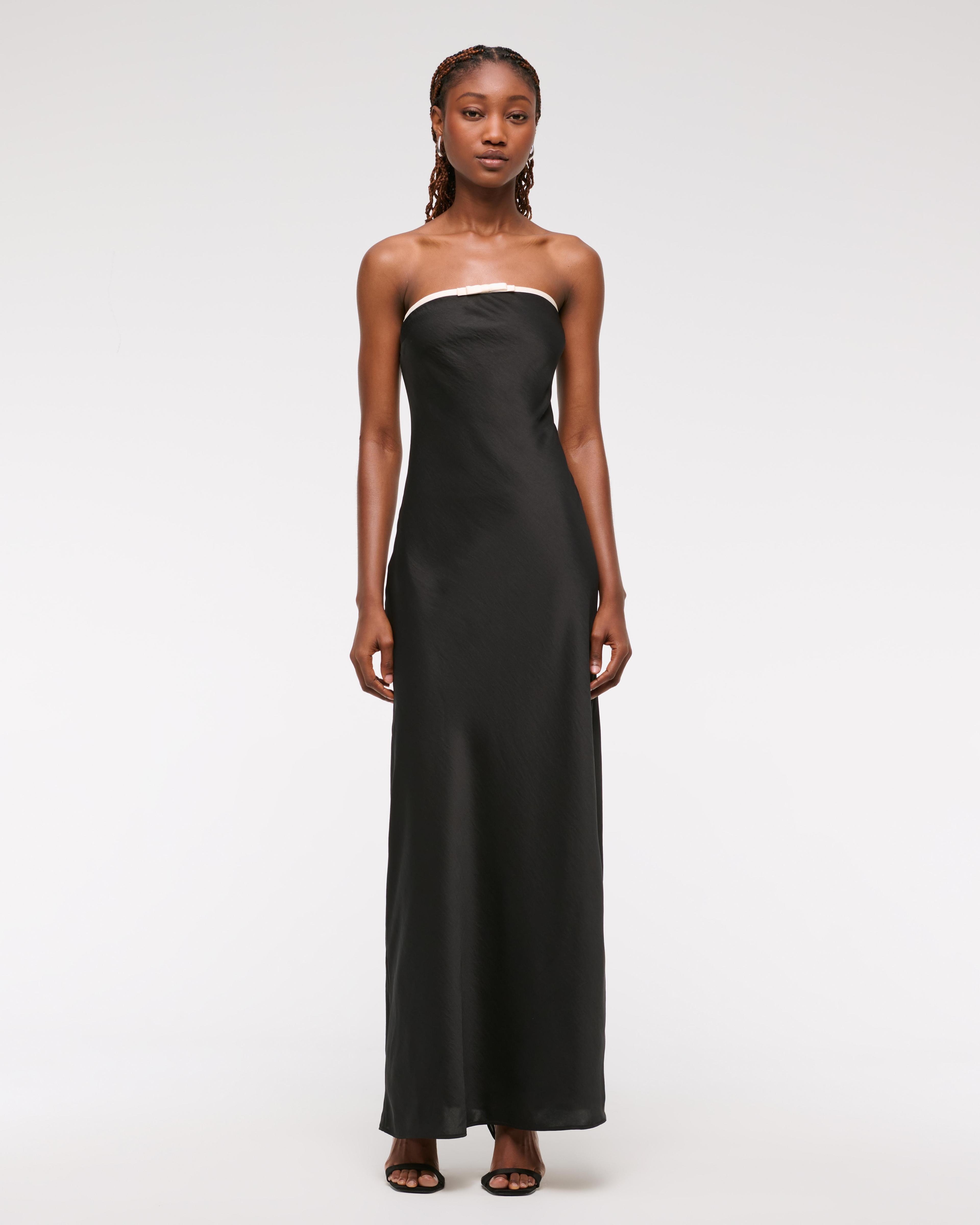 The A&F Julia Slip Strapless Bow Detail Maxi Dress Product Image