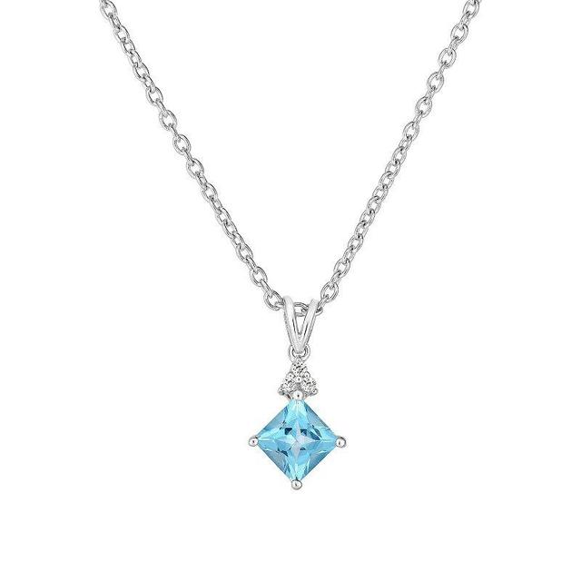 Sterling Silver Blue & White Topaz Pendant Necklace, Womens Product Image