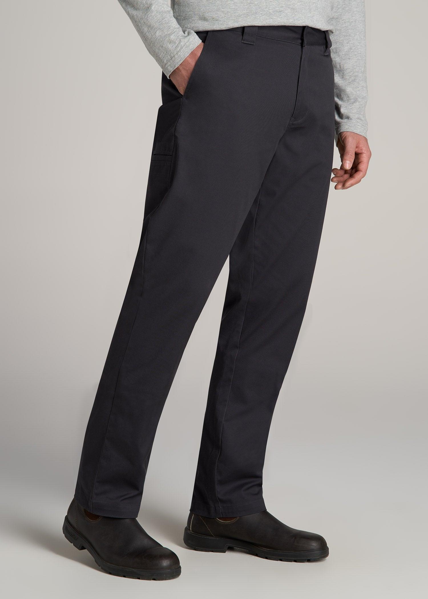 LJ&S Stretch Twill STRAIGHT-LEG Work Pants for Tall Men in Asphalt Product Image