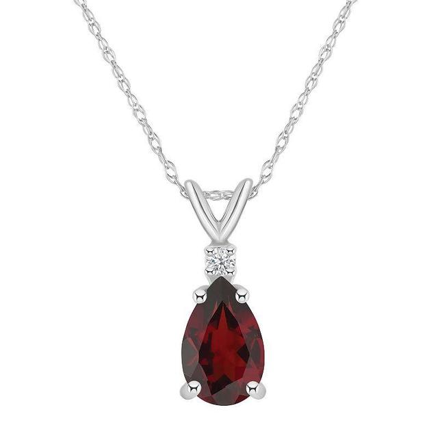 Celebration Gems 14k Gold Pear Shaped Garnet & Diamond Accent Pendant Necklace, Womens 14k Whgold Product Image