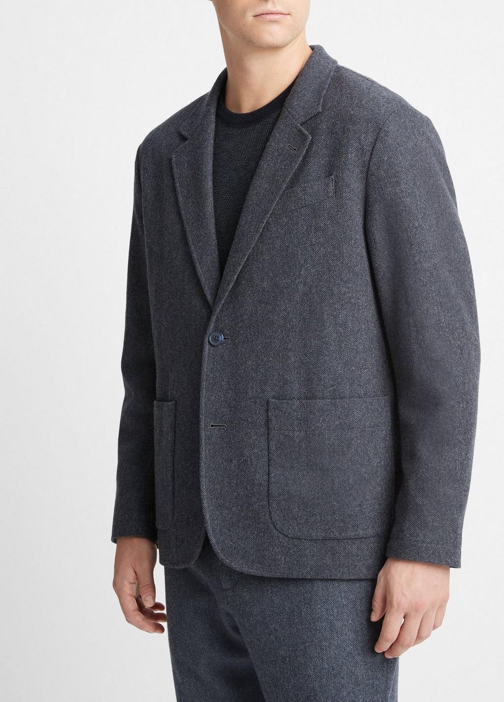 Herringbone Wool-Blend Flannel Blazer Product Image