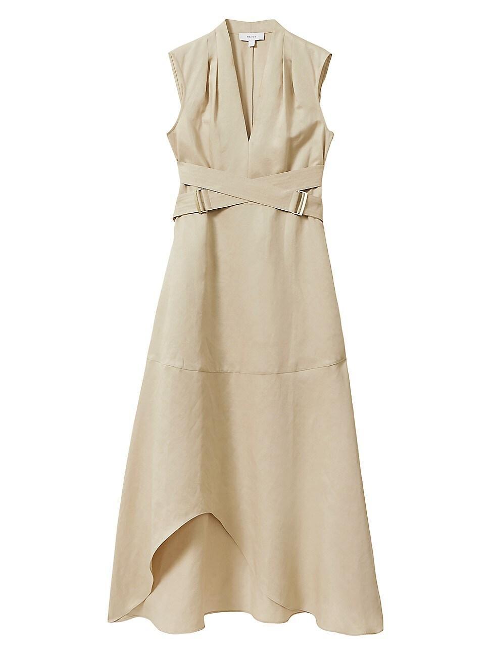 Womens Ava Linen-Blend Midi-Dress Product Image