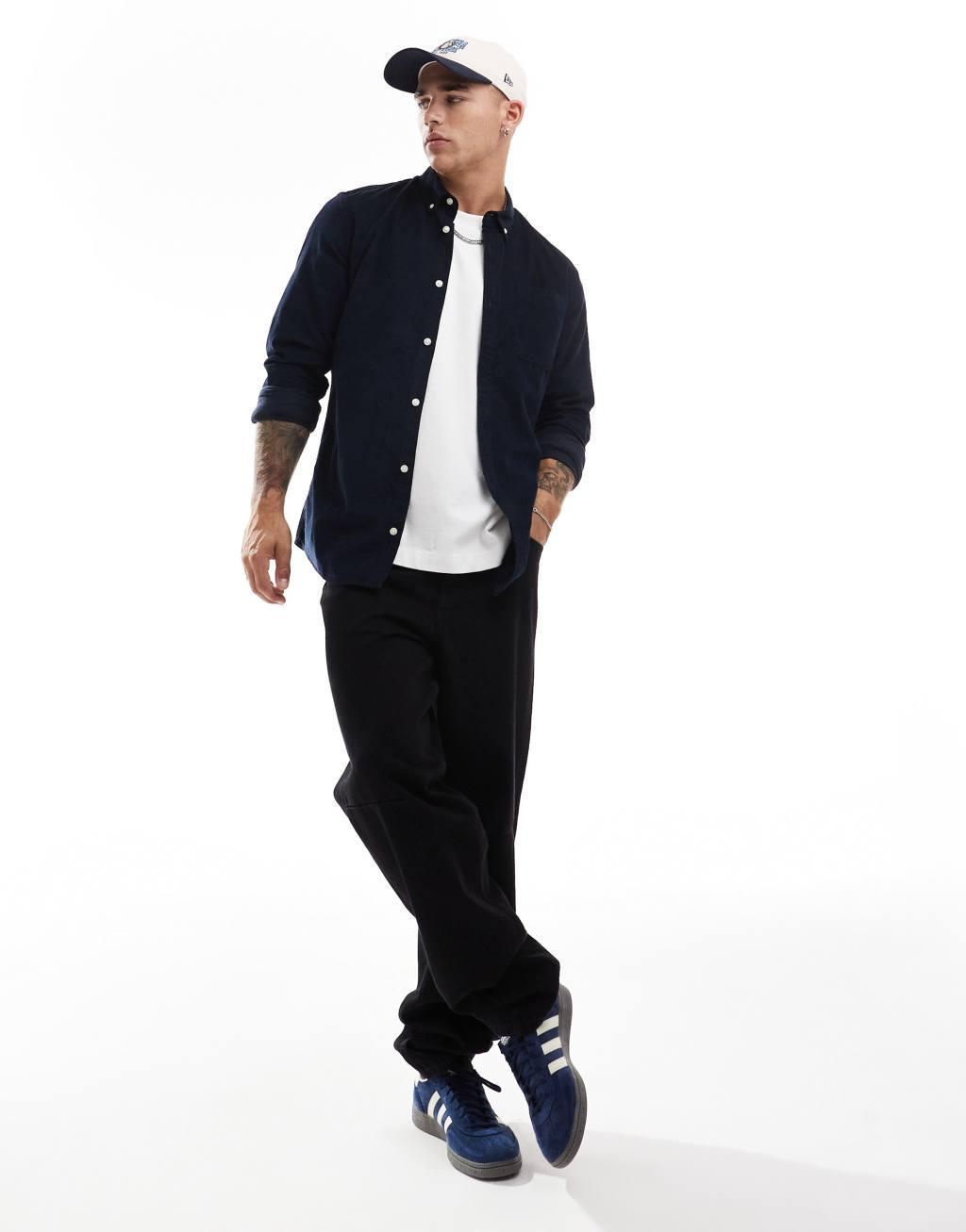 Jack & Jones cord shirt in navy Product Image