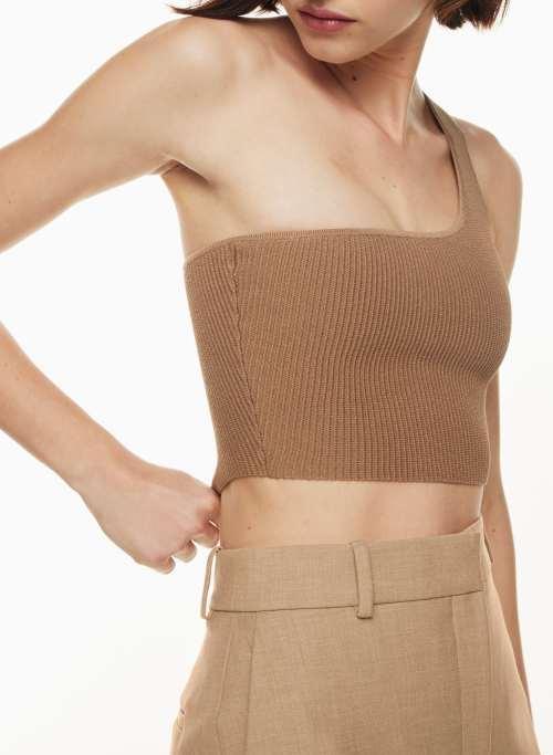 sculpt knit one-shoulder cropped tank Product Image