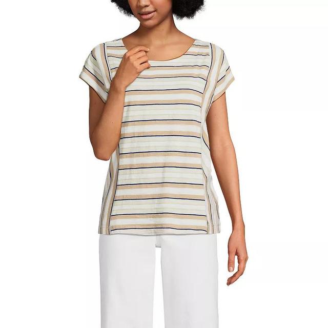 Womens Lands End Slub Tee Grey Team Stripe Product Image