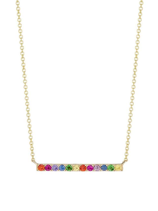 Womens 14K Yellow Gold & Multi Gemstones Bar Necklace Product Image