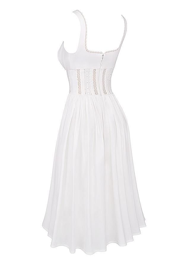 Perle White Lace Trim Midi Dress Product Image