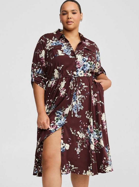 Midi Challis Shirt Dress Product Image