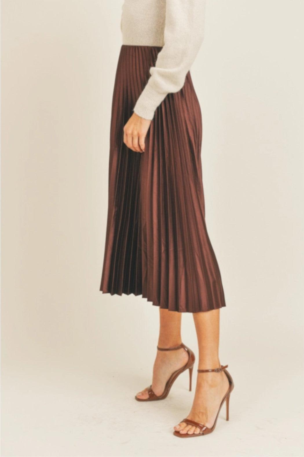 Pleated Midi Copper Skirt Product Image