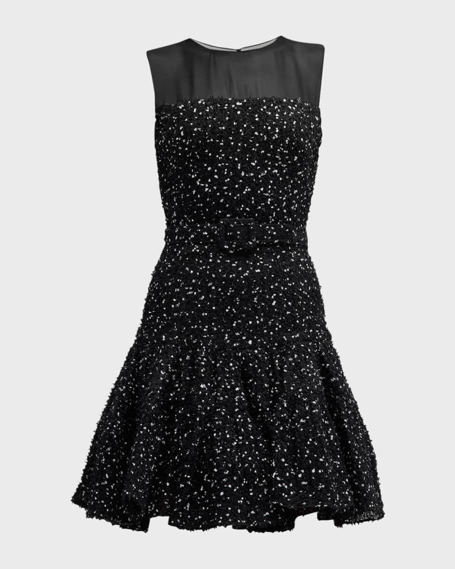 Oscar de la Renta Sleeveless Illusion Neck Dress Product Image