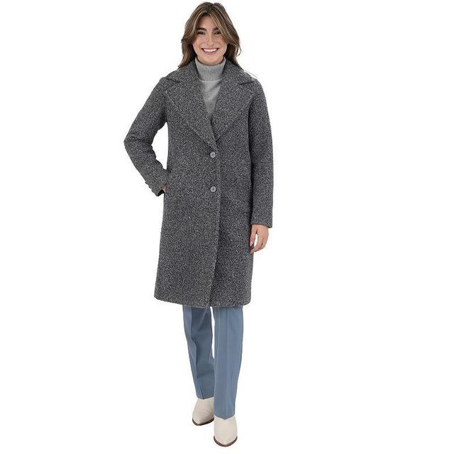 Womens Nine West Notch Collar Faux Wool Coat Product Image