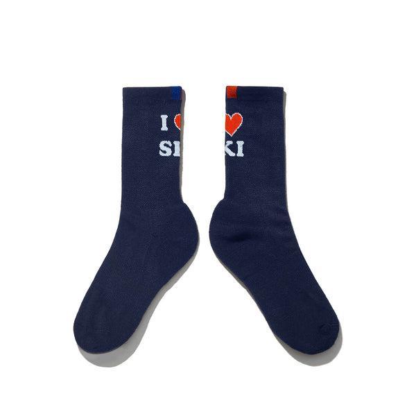 The Women's I Love Ski Sock - Navy Product Image