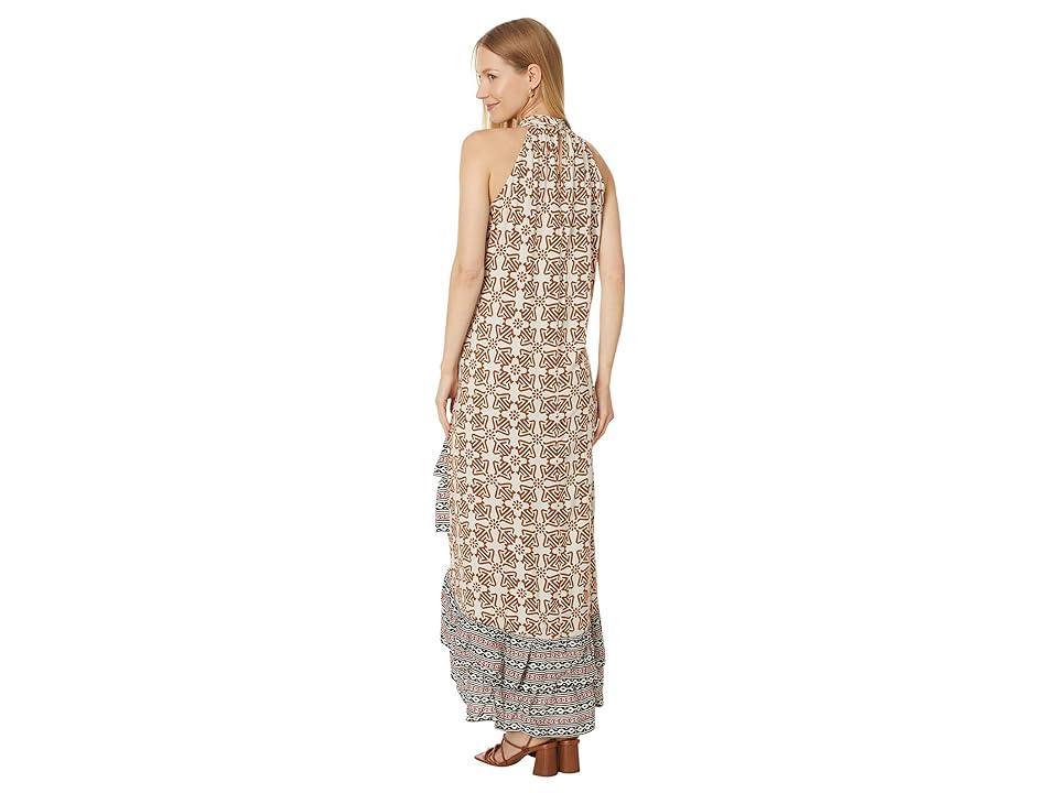 Vince Camuto Halter Neck Sleeveless Maxi Dress With Asymmetrcal Ruffle (Rainy Day) Women's Dress Product Image