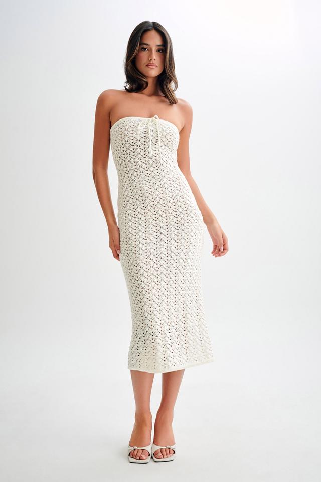 Delia Strapless Knit Midi Dress - Ivory Product Image