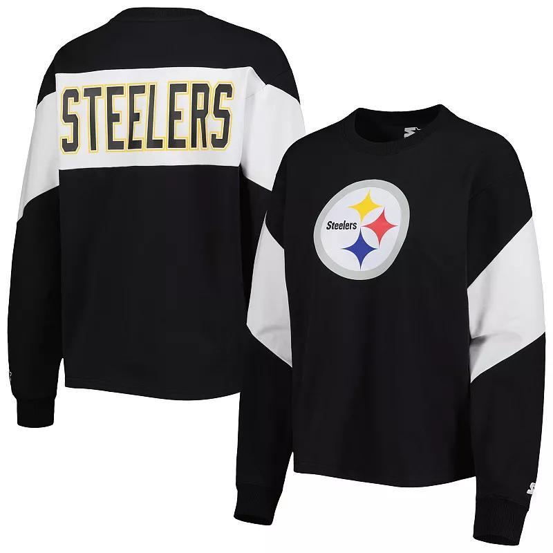 Womens Starter Pittsburgh Steelers Insight Crop Tri-Blend Long Sleeve T-Shirt Product Image