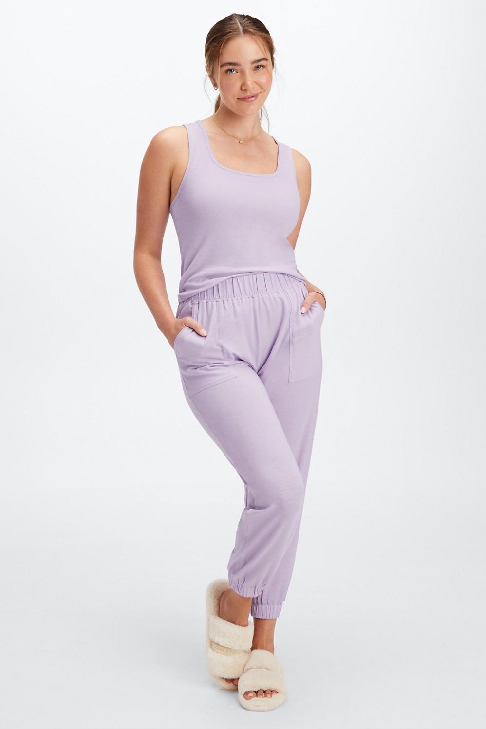 Fabletics RestoreKnit Tapered Lounge Pant Womens purple Size XXS Product Image