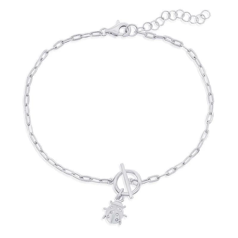 Argento Bella Ladybug Charm Paper Clip Chain Toggle Bracelet, Womens Sterling Silver Product Image