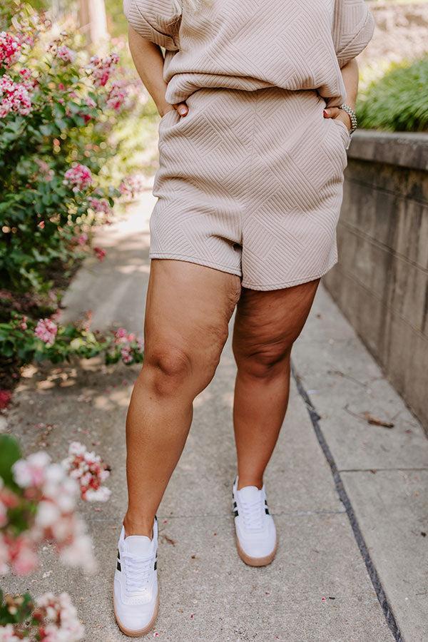 Coffee And Chit Chat High Waist Shorts in Warm Taupe Curves Product Image