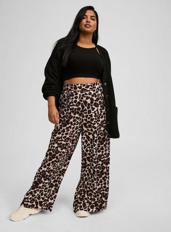 High-Rise Wide-Leg Pull On Challis Wide Leg Pant Product Image