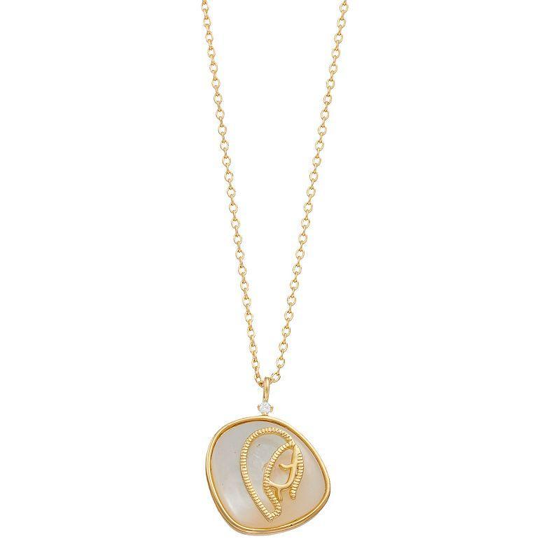 City Luxe Mother-of-Pearl & Cubic Zirconia Zodiac Pendant Necklace, Womens, Gold Product Image