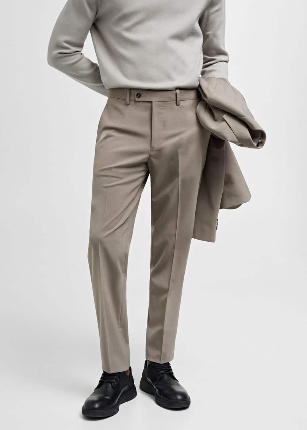 MANGO MAN - Slim fit wool suit pants light/pastel greyMen Product Image