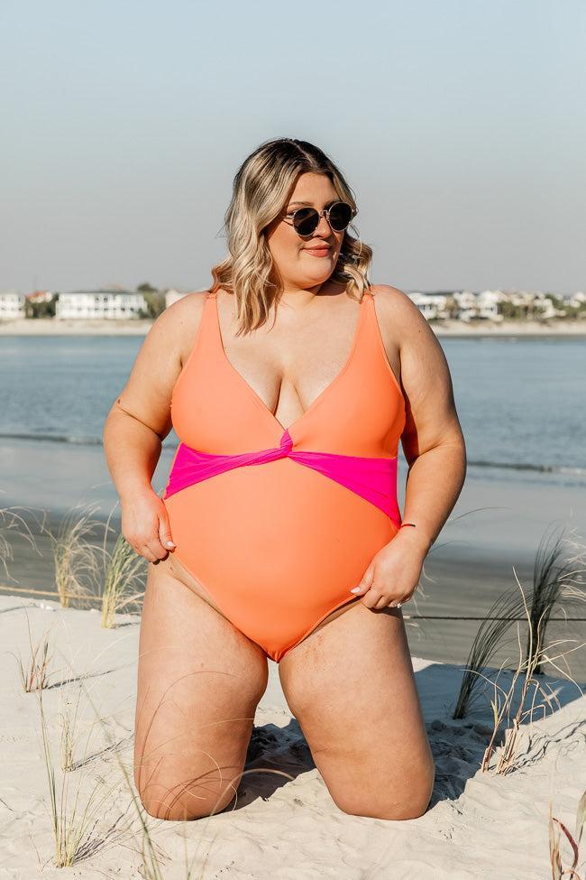 Kissed By The Sun Orange and Pink One Piece Swimsuit FINAL SALE Product Image