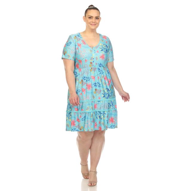 Floral Short Sleeve Knee Length Dress - Plus Product Image