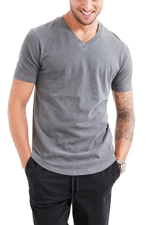 Mens Slub Cotton Scallop V-Neck Tee Product Image