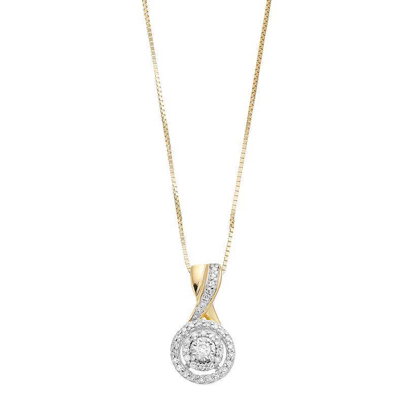 14k Gold Over Silver 1/8 Carat T.W. Diamond Pendant Necklace, Womens Gold Tone Product Image