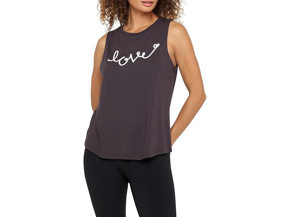 Spiritual Gangster Love Script Jade Muscle Tank (Vintage ) Women's Clothing Product Image