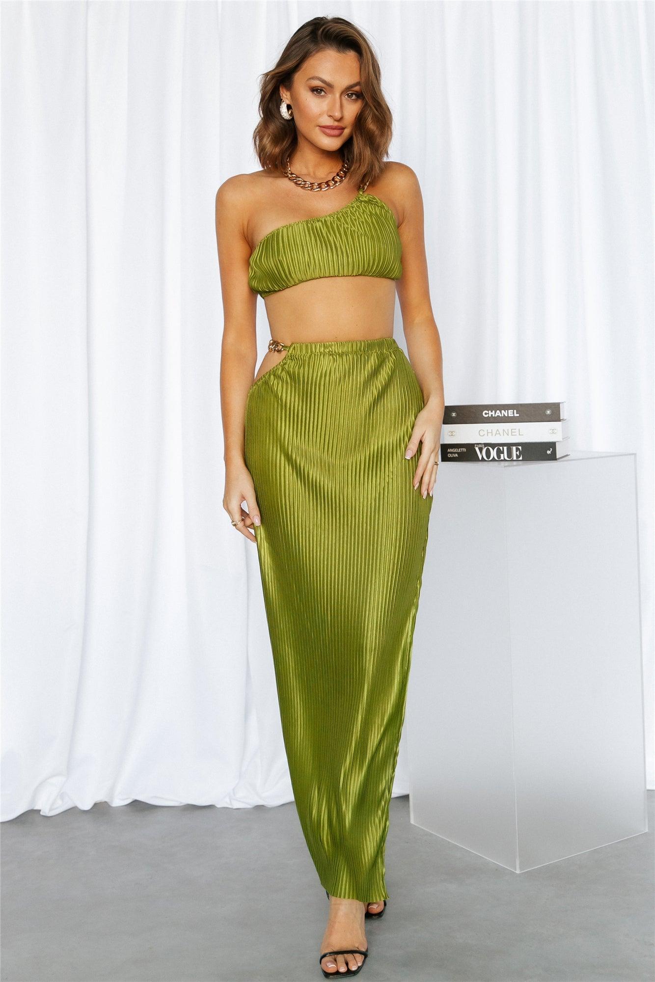 Make Me Feel Maxi Skirt Green Product Image