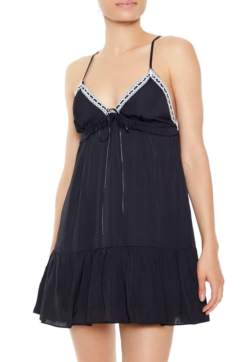 Lace-Trim Babydoll Mini Dress | Forever 21 Product Image