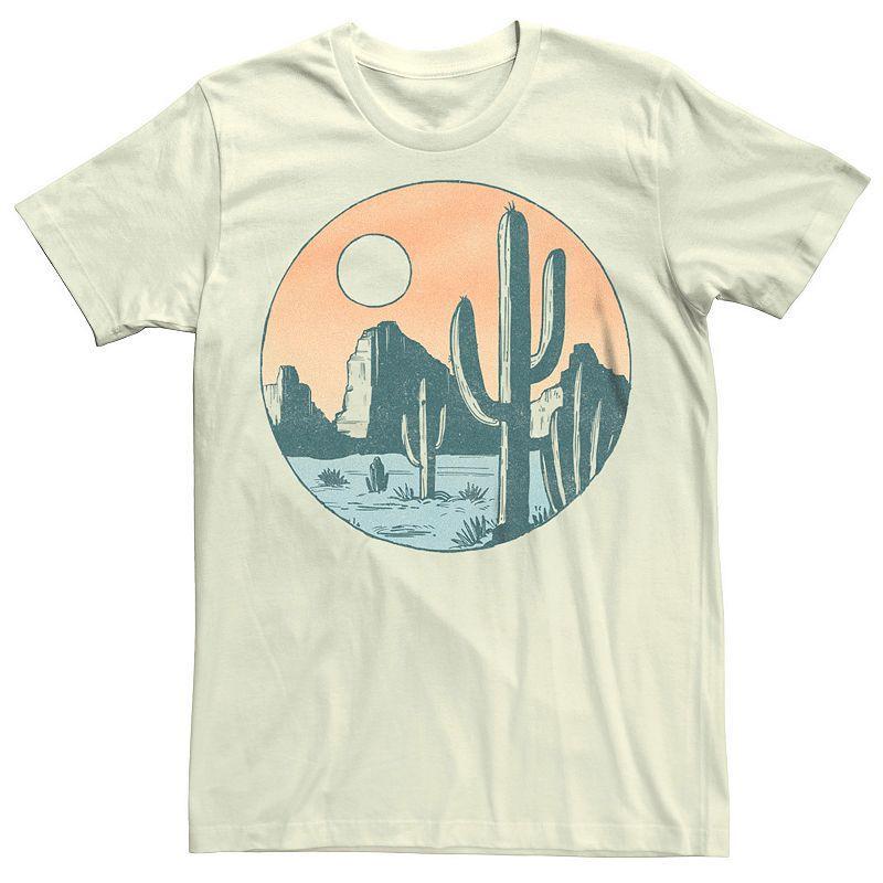 Mens Cacti Desert Landscape Sunset Graphic Tee Natural Product Image