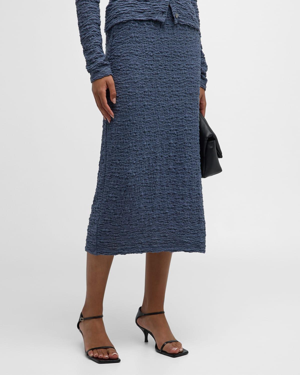 Vince Smocked Cotton Blend Midi Skirt Product Image