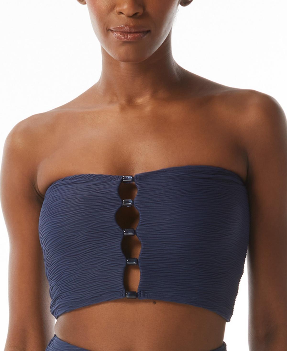 Carmen Marc Valvo Womens Textured Bandeau Bikini Crop Top Product Image