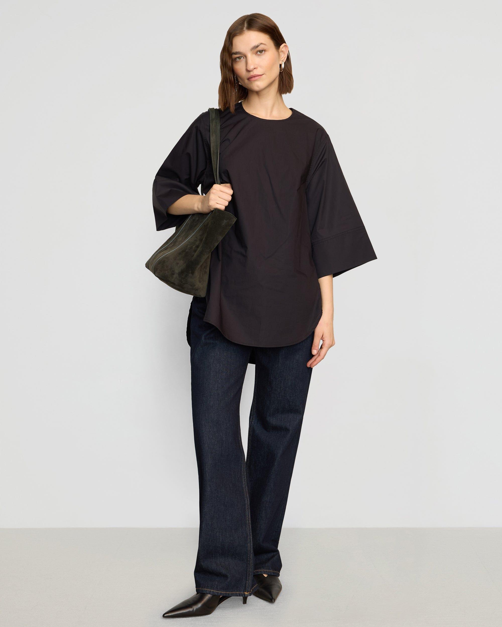 Catie Side-Zip Oversized Tulip-Hem Top Product Image