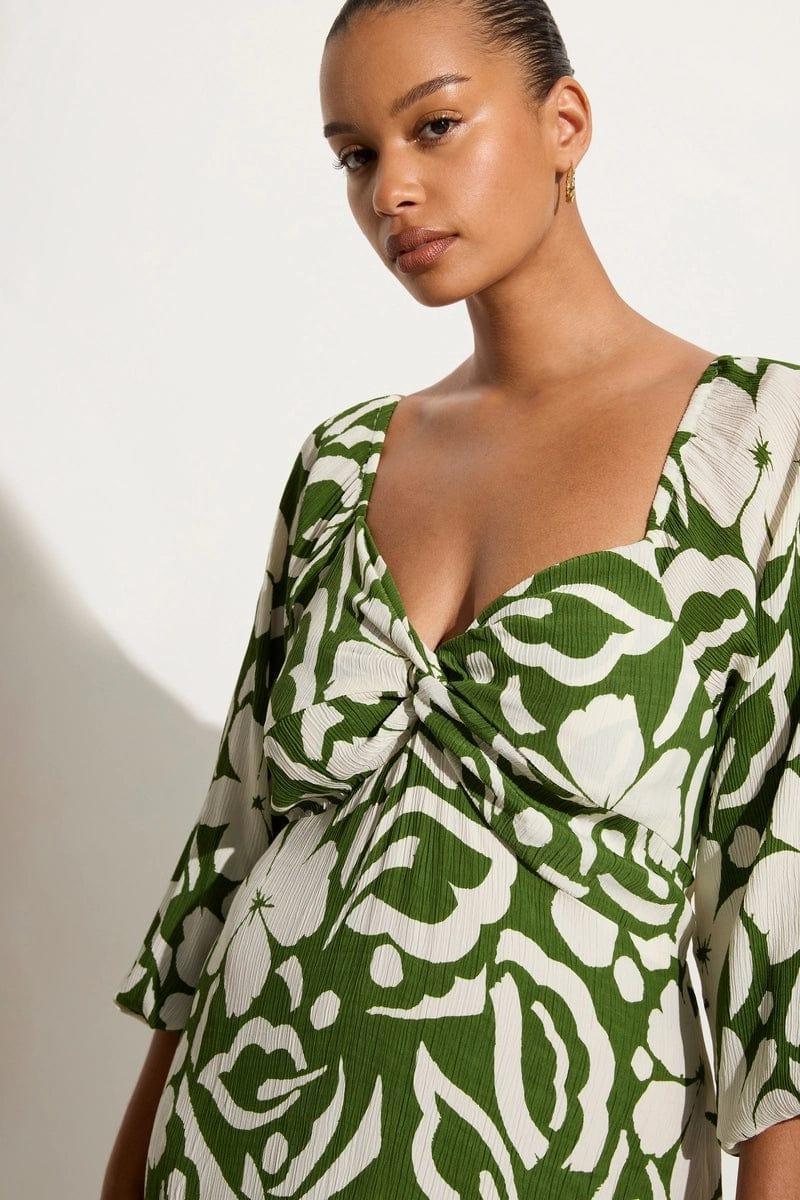 Ondina Midi Dress Pavito Floral Olive - Final Sale Product Image