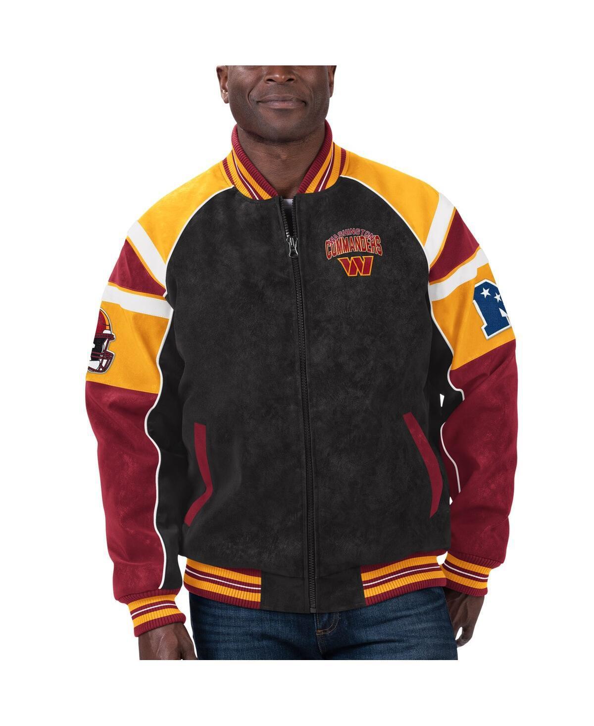 Mens G-iii Sports by Carl Banks Black Washington Commanders Faux Suede Raglan Full-Zip Varsity Jacket Product Image