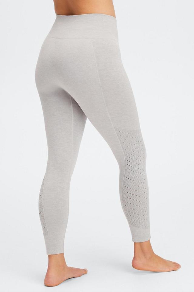 Fabletics Eco Sync High-Waisted Perforated 7/8 Womens Light Grey Heather Size XS Product Image